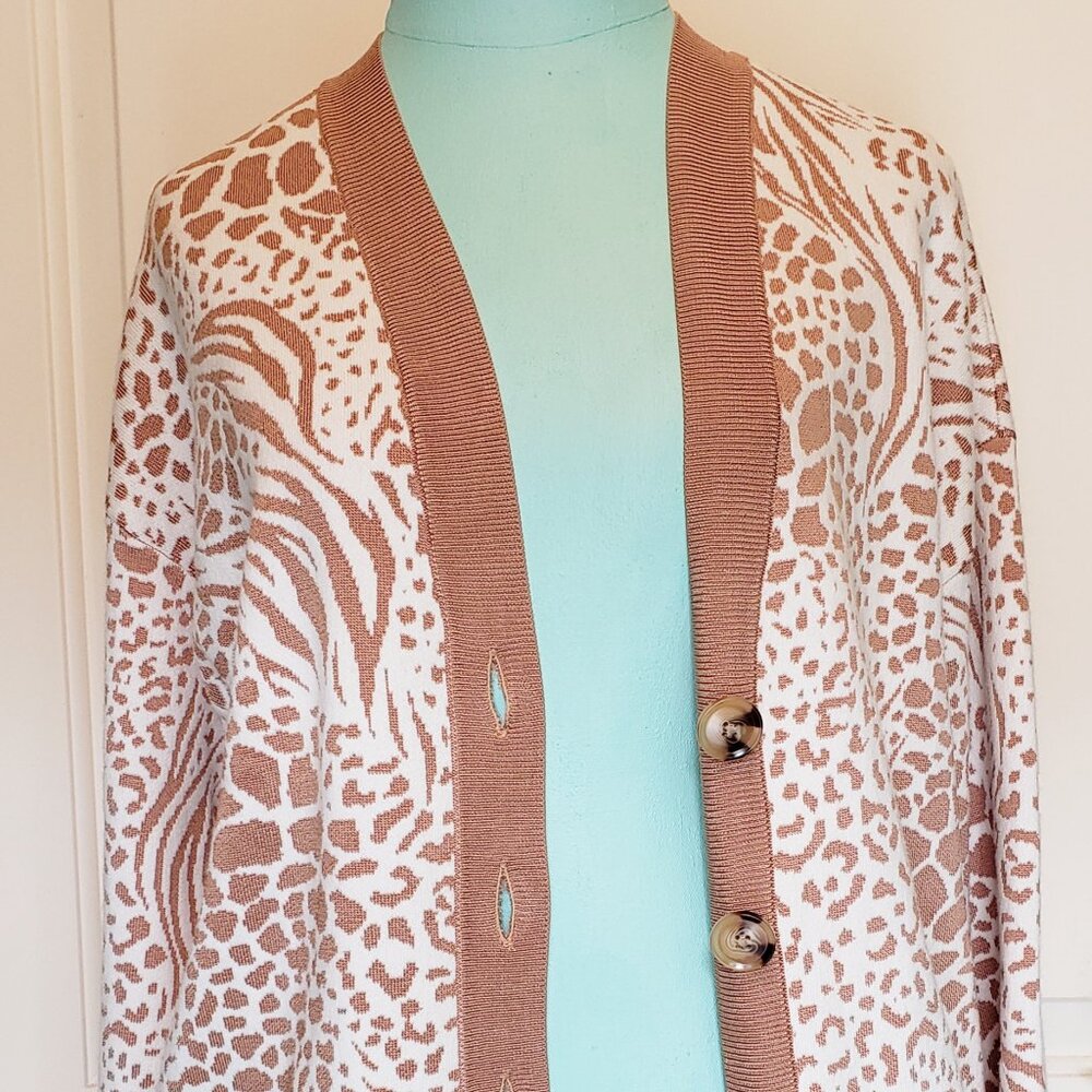 Ann Taylor Cream & Brown Leopard Print - Cardigan - NWT